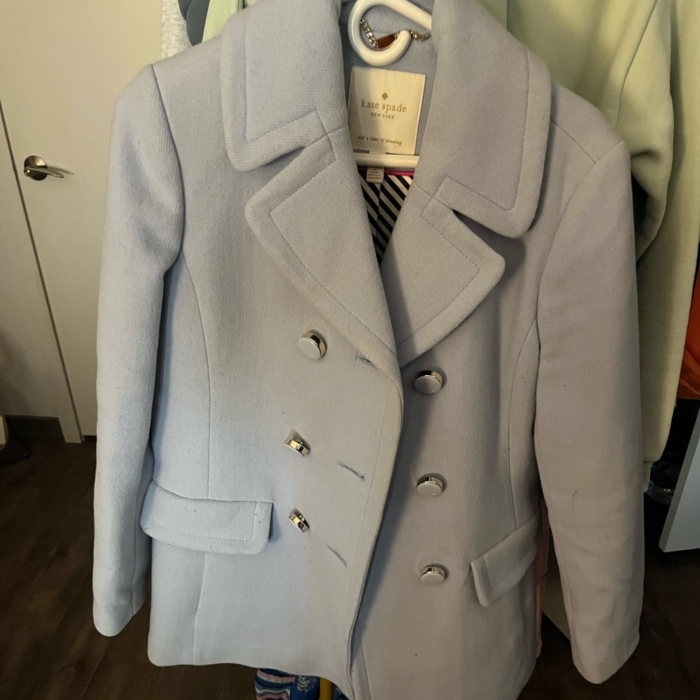 EUC KATE SPADE Blue Bow Peacoat size Medium